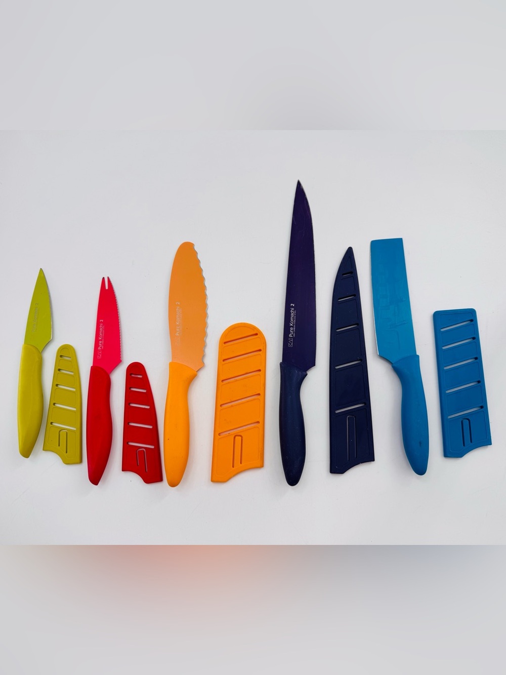 Kai Pure Komachi 5pc Knife Set Kitchen Knives Used Child Safe W Covers Cooking